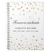 Gastboek herdenking witte gouden harten notitieboek (Voorkant)