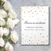 Gastboek herdenking witte gouden harten notitieboek