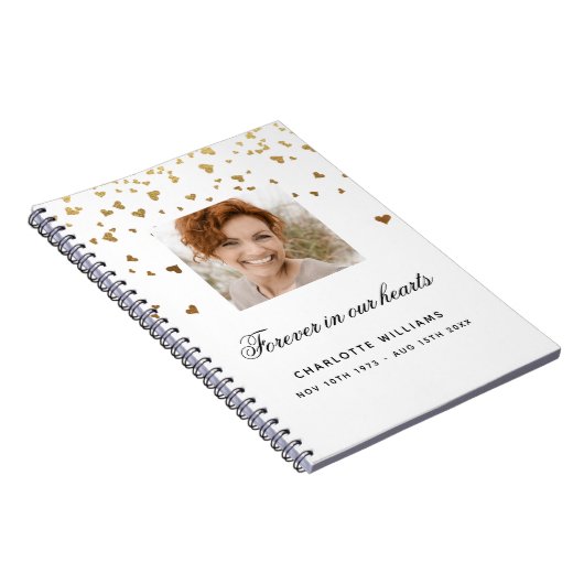 Gastboek herdenking witte goudharten foto notitieboek (Rechterzijde)