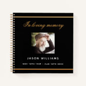 Gastboek herdenking zwarte fotogebed notitieboek (Voorkant)