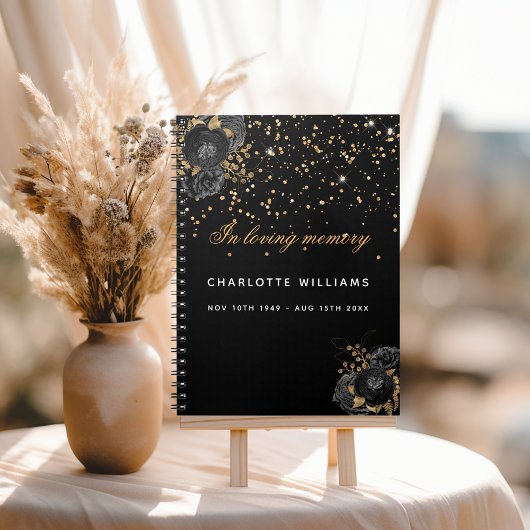 Gastboek herdenking zwarte goudbloem notitieboek