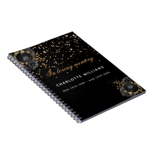 Gastboek herdenking zwarte goudbloem notitieboek (Rechterzijde)