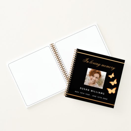 Gastboek herdenking zwarte goudfoto notitieboek (Binnen)
