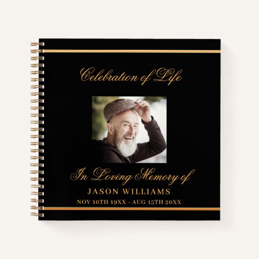 Gastboek herdenking zwarte goudfoto notitieboek (Voorkant)