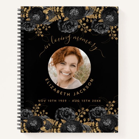 Gastboek herdenking zwarte goudfoto notitieboek (Voorkant)