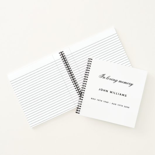 Gastboek herdenking zwarte witte minimalist notitieboek (Binnen)