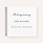 Gastboek herdenking zwarte witte minimalist notitieboek (Voorkant)