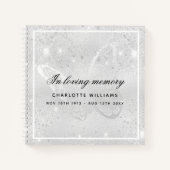 Gastboek herdenkingsbegrafenis zilveren vlinder notitieboek (Voorkant)