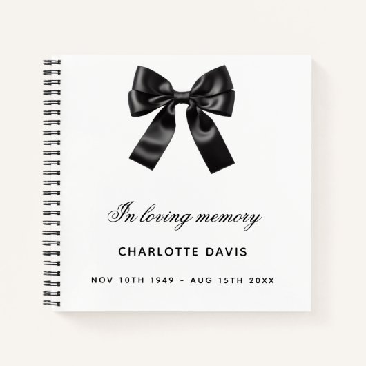 Gastboek herdenkingsbegrafenis zwarte witte boog notitieboek (Voorkant)