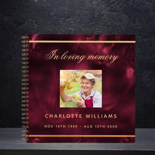 Gastboek herdenkingsfoto van de begrafenis van het notitieboek