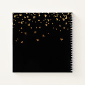 Gastboek herdenkingsfoto zwarte gouden harten notitieboek (Achterkant)