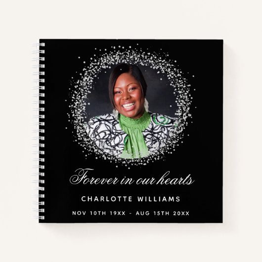 Gastboek herdenkingsfoto zwarte zilver notitieboek (Voorkant)