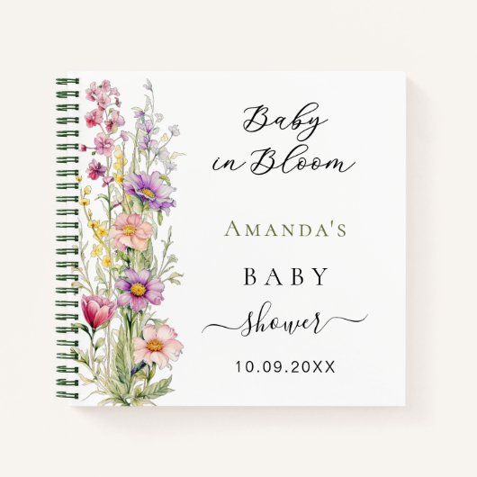 Gastboek Liefde in bloei roze paarse Baby shower Notitieboek (Voorkant)