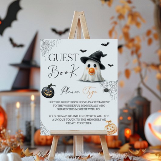 Gastboek Little Boo Baby shower Halloween Poster