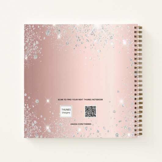 Gastboek maskerade roos goudglitter verjaardag notitieboek (Achterkant)