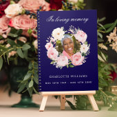Gastboek Memorial begrafenis blauwe foto bloemen Notitieboek