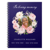 Gastboek Memorial begrafenis blauwe foto bloemen Notitieboek (Voorkant)