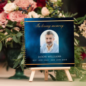 Gastboek Memorial begrafenis blauwe lucht foto boo Notitieboek