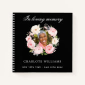 Gastboek Memorial begrafenis zwarte foto bloemen Notitieboek (Voorkant)