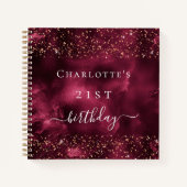 Gastboek met roos goudglitter verjaardag notitieboek (Voorkant)