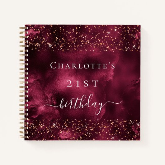 Gastboek met roos goudglitter verjaardag notitieboek (Voorkant)