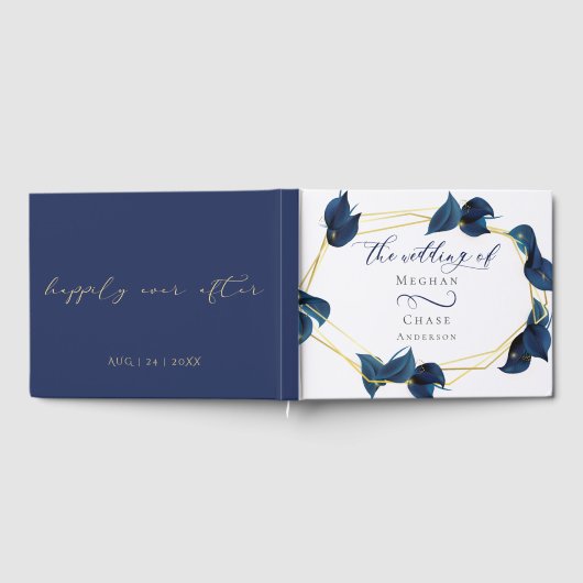 Gastboek Modern Deep Indigo Blauw en goud Gastenboek (Volledig)