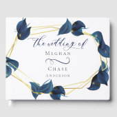 Gastboek Modern Deep Indigo Blauw en goud Gastenboek (Voorkant)