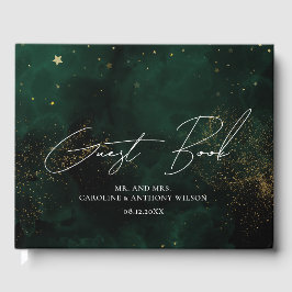 Gastboek Modern Green Black Waterverf Magic Gastenboek