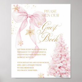 Gastboek Pink Bow Cold Buiten Baby shower Poster