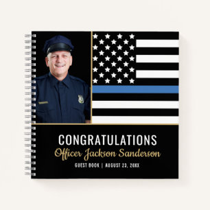 Gastboek politie Thin Blue Line Foto Retirement Notitieboek