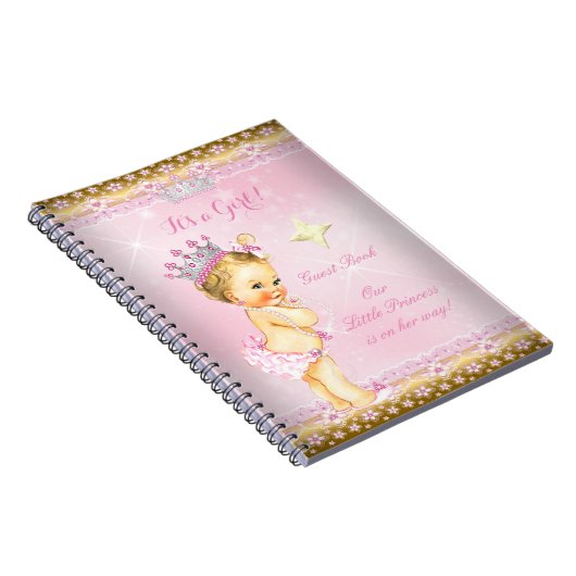 Gastboek Princess Baby shower Pink Blonde Girl Notitieboek (Rechterzijde)