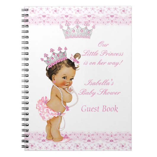 Gastboek Princess Baby shower Roze Wit Notitieboek (Voorkant)