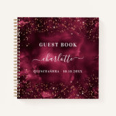 Gastboek Quinceanera bordeaux roos goud Notitieboek (Voorkant)