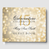 Gastboek Quinceanera Gold Bokeh Lights Gastenboek (Voorkant)