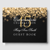 Gastboek Quinceanera Gold Lights Gastenboek (Voorkant)