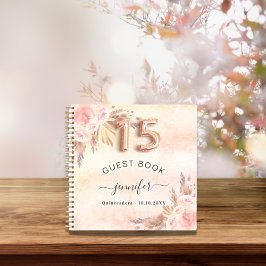 Gastboek Quinceanera pampas roos Gold Notitieboek