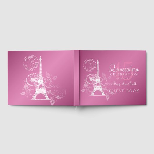 Gastboek Quinceanera Party Paris Pink Gastenboek (Volledig)