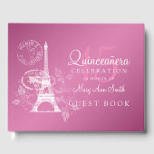 Gastboek Quinceanera Party Paris Pink Gastenboek (Voorkant)