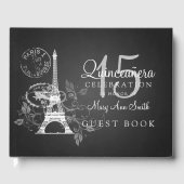 Gastboek Quinceanera Party Paris Zwart Gastenboek (Voorkant)