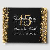 Gastboek Quinceanera Party Sparkles Gold Gastenboek (Voorkant)
