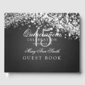 Gastboek Quinceanera Party Sparkling Wave Zwart Gastenboek (Voorkant)