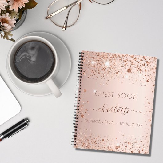 Gastboek Quinceanera roos goudblush Notitieboek