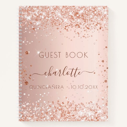 Gastboek Quinceanera roos gouden doorsnee Notitieboek (Voorkant)