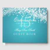 Gastboek Quinceanera Sparkling Wave Turquoise Gastenboek (Voorkant)