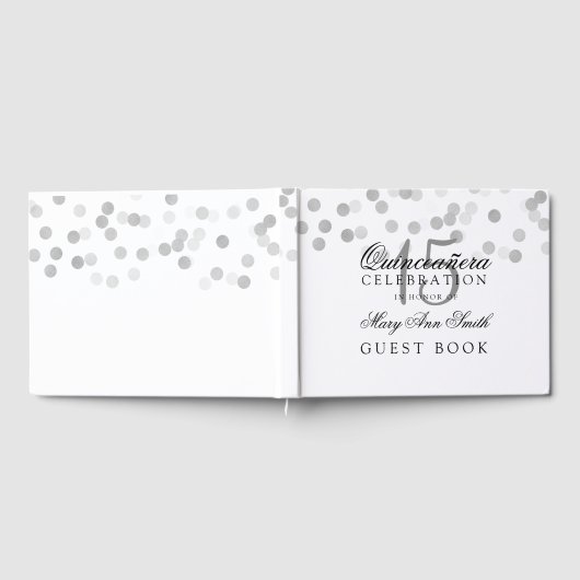 Gastboek Quinceanera Zilveren Folie Glitter Lights Gastenboek (Volledig)