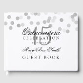 Gastboek Quinceanera Zilveren Folie Glitter Lights Gastenboek (Voorkant)