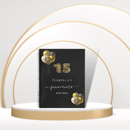 Gastboek Quinceanera zwart goud luipaard print Notitieboek