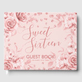 Gastboek Roos Gold Blush Sweet 16 Glitter Confett Gastenboek (Voorkant)