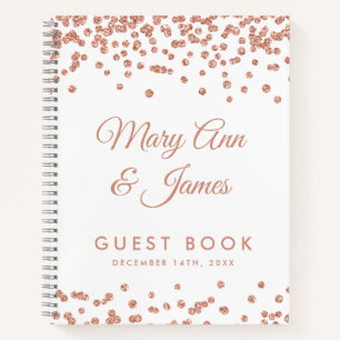 Gastboek Roos Gold Glitter Confetti White Notitieboek