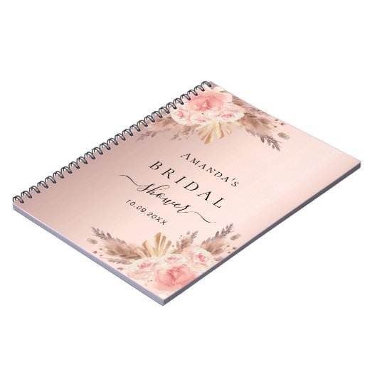 Gastboek roos gouden bloemen pampas Vrijgezellenfe Notitieboek (Linkerzijde)